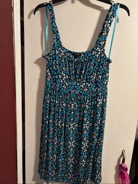 Apt. 9 Teal, Black & White Geometric Sundress